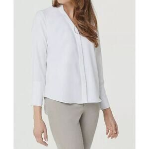 Elizabeth & Clarke Stand Collar White Top with StainTech Reg 2 New A353172